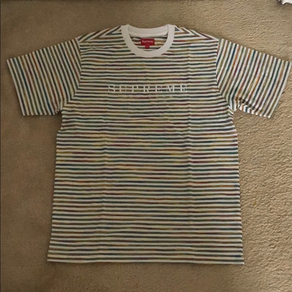 Men’s Supreme static striped Tee t shirt white - Picture 2 of 8